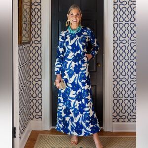Blue and White Floral Maxi Dress